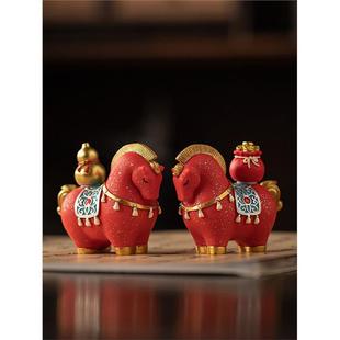 创意可旋转福禄福袋马桌面摆件家居客厅玄关装 饰品马上发财送礼品