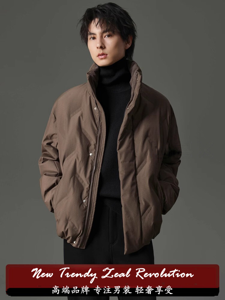 男士冬季新款立领短款羽绒服设计感面包服冬装潮流休闲保暖外套男