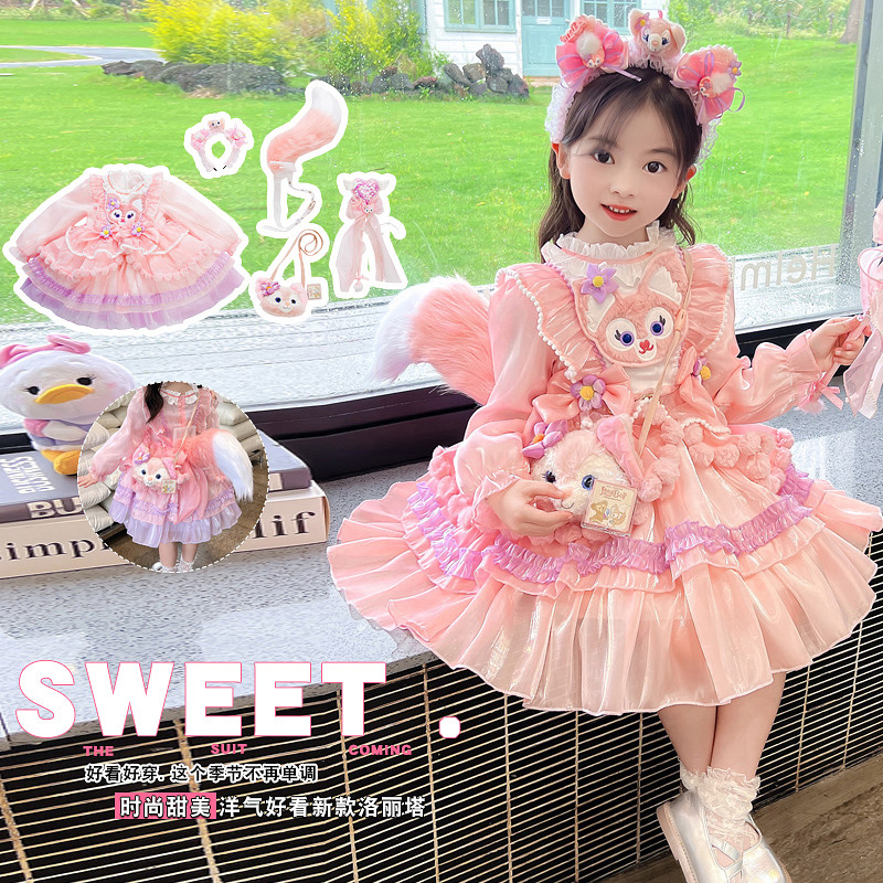 女童洛丽塔秋冬琳娜贝尔加绒裙子