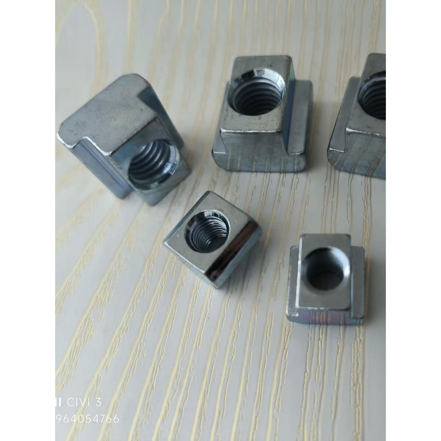 蓝白锌 DIN508-M8*10-ST-ZN T型槽螺母 M8 碳钢 电镀锌 滑块螺帽