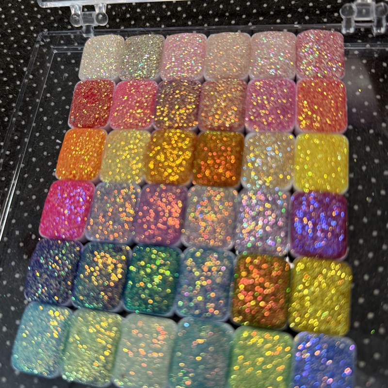 速发镭射固体水彩颜料48色美术绘画闪亮缠花染色美甲晕染珠光水彩