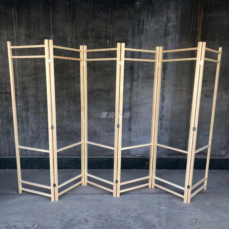 速发包邮简易实木框松架隔叠架移动屏风组合木木单多扇连接框折断