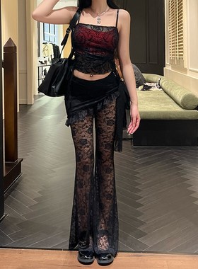 速发件aath特s 哥i植绒黑色套装辣妹紧身吊带蕾丝裤围裙三w套