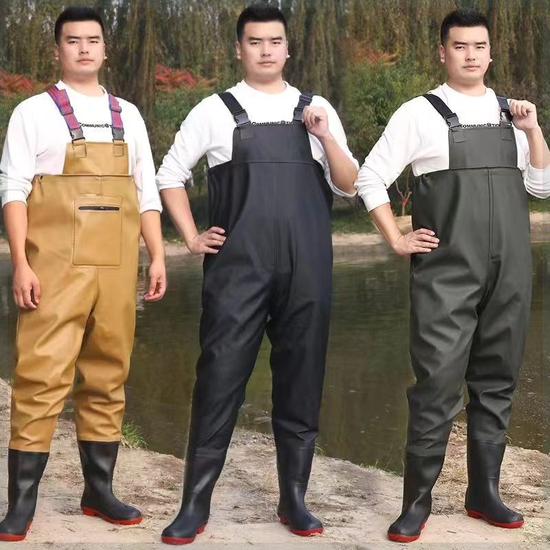速发鱼磨下身裤捕耐防水衣服连体水叉衩裤雨裤男涉水裤加厚半水挖