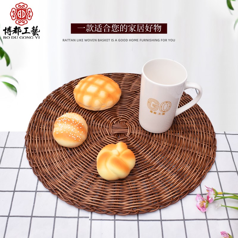 速发垫料胶藤形织圆编餐垫隔热垫家用碗塑杯垫厨房白色餐桌垫子