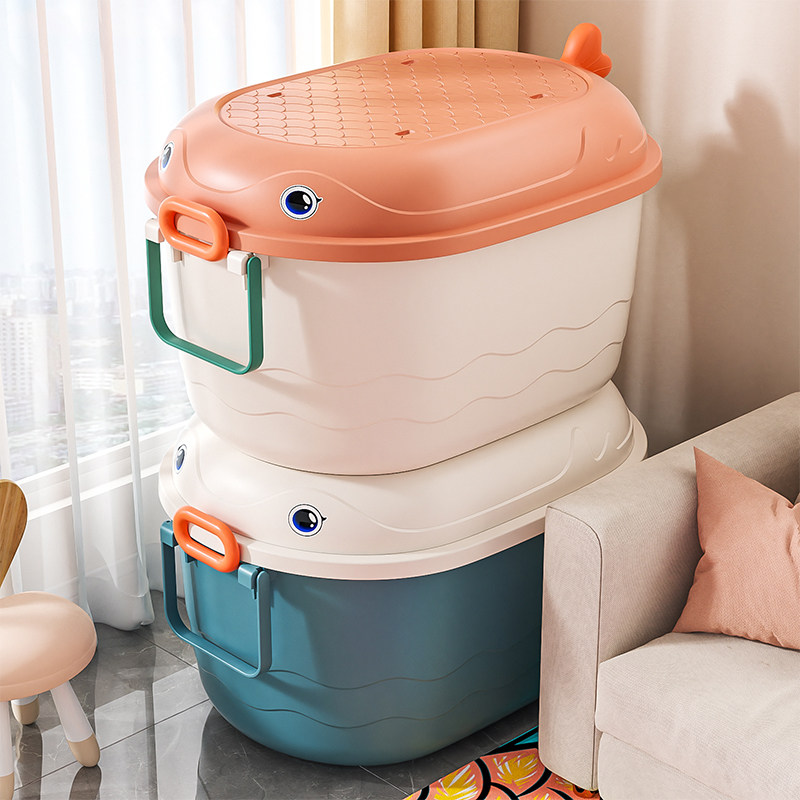 速发儿童玩具收纳箱锦鲤鱼玩纳盒大容量带滑轮收具零整食理箱箱子