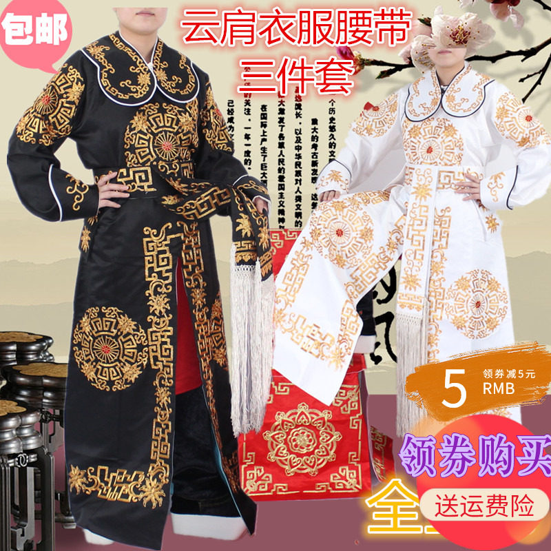 速发新款戏曲影黑古戏装剧舞台表演武生视色全金团花箭衣