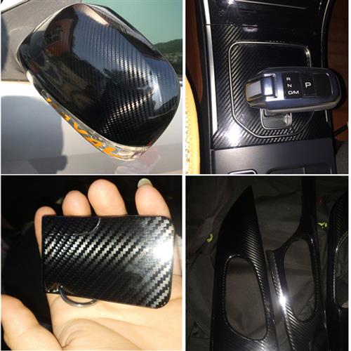 速发5D立亮色体碳纤维贴纸汽车车身车顶中网尾翼内饰改高膜後照镜
