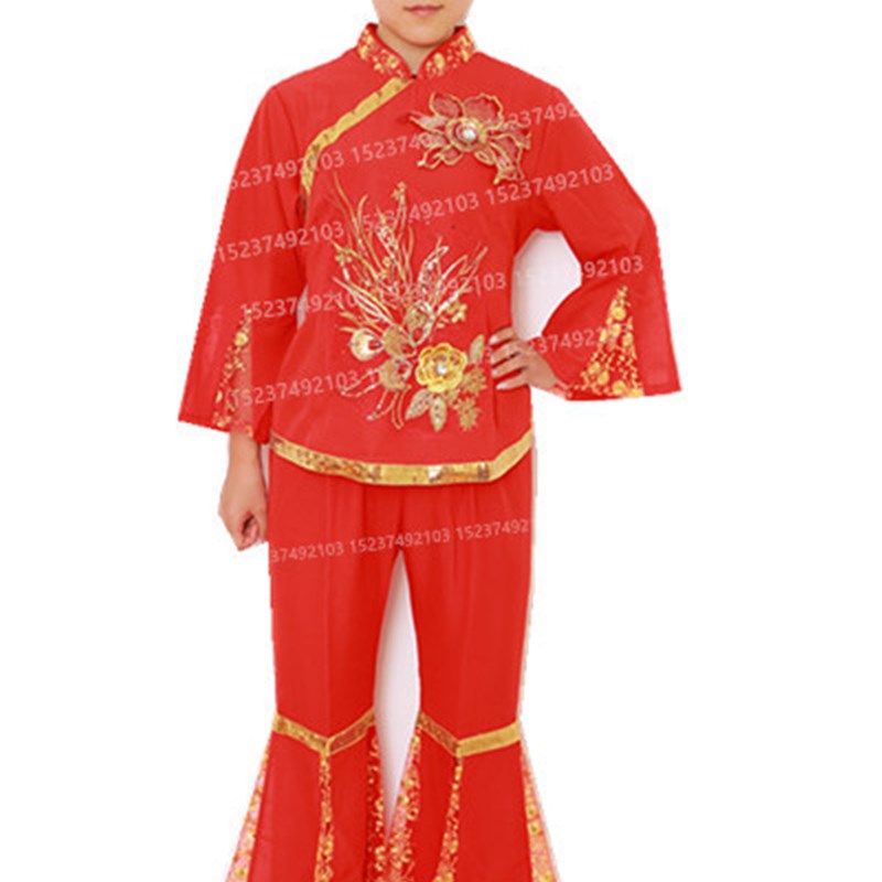 速发新款秧歌中老年腰鼓服装广表舞演子服扇出舞蹈场演服