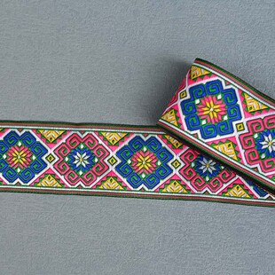 速发可批广西壮族壮锦刺纹织边布料民族图腾花带衣袖饰边图绣