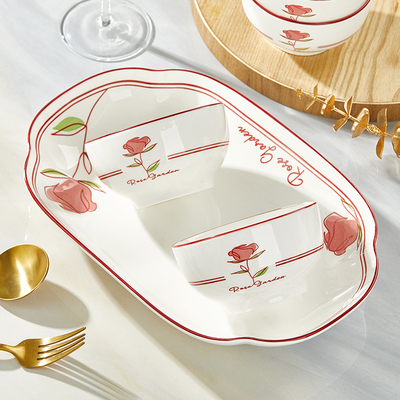 速发餐下彩健碗陶瓷釉具2025时尚新品吃饭碗家用盘子菜盘康盘碟子