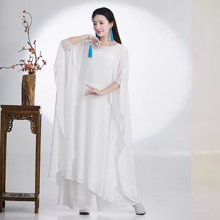 古典国出演服飘逸中舞风仙气连衣 202年新款 速发白色禅舞服装 套装