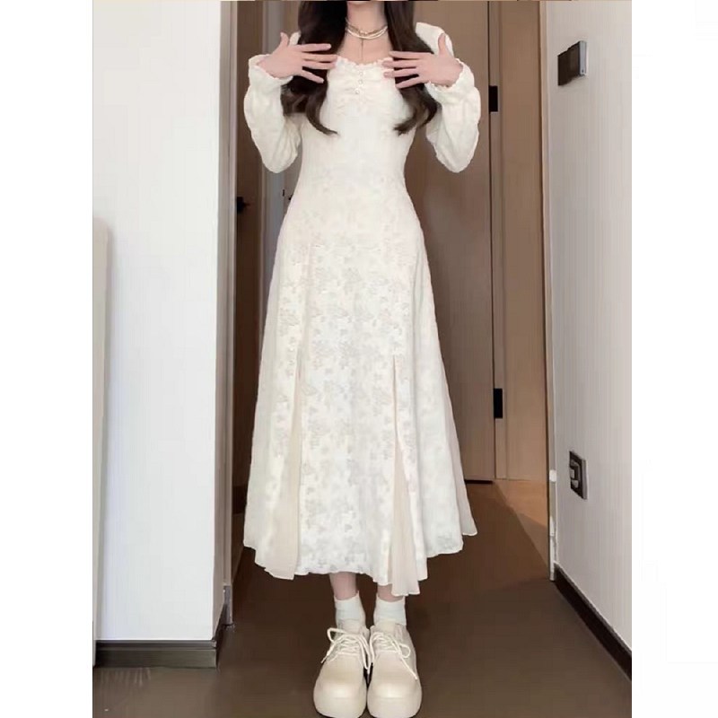 速发大码纯欲高打感加裙收腰内搭蕾丝连衣裙秋冬气质级底长绒子