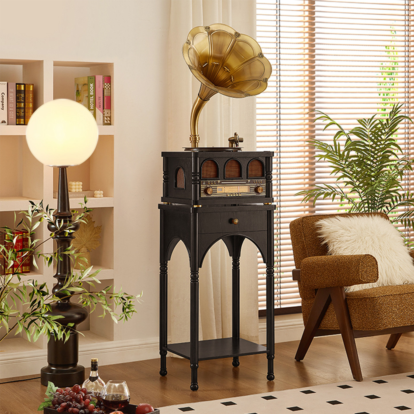 法式复古留声机客厅家用中古风黑胶唱片机高端电唱机蓝牙音响摆件