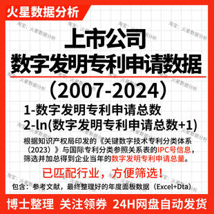 2024上市公司数字发明专利申请数据2024-2007企业数字发明专利