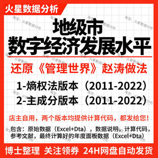 地级市数字经济发展水平数据2011-2022数字经济数据地级市 赵涛版