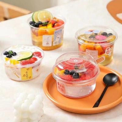 冰粉碗摆摊专用打包甜品带盖食品级圆形水果网红盒子透明一次性厂
