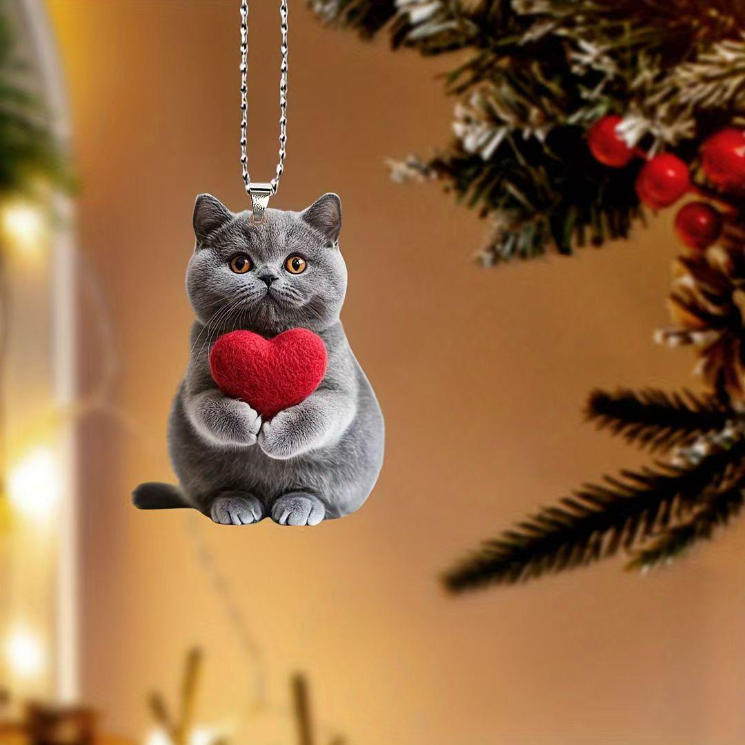 跨境新款亚克力平面挂件蓝猫爱心汽车挂饰背包爱心吊坠钥匙扣挂饰