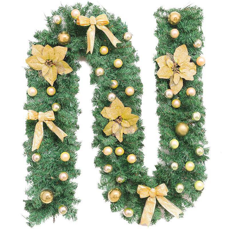 圣诞花环门挂180/270CM人造装饰品圣诞树藤条挂饰 场景布置门