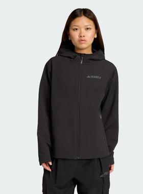 adidas阿迪达斯女子户外运动训练休闲连帽夹克外套KE6435