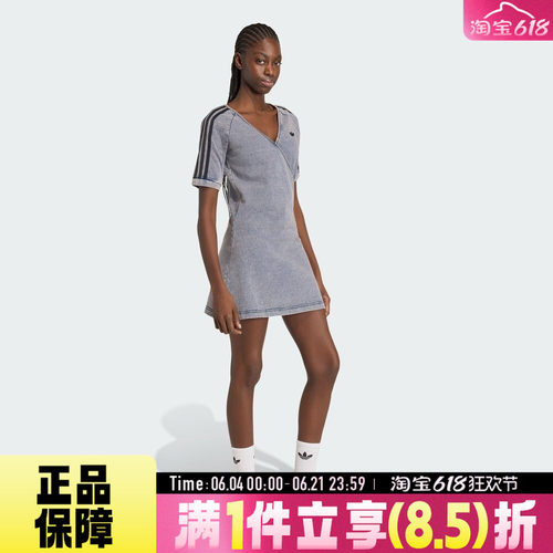 adidas阿迪达斯三叶草女子DENIM DRESS运动休闲牛仔连衣裙KZ5057