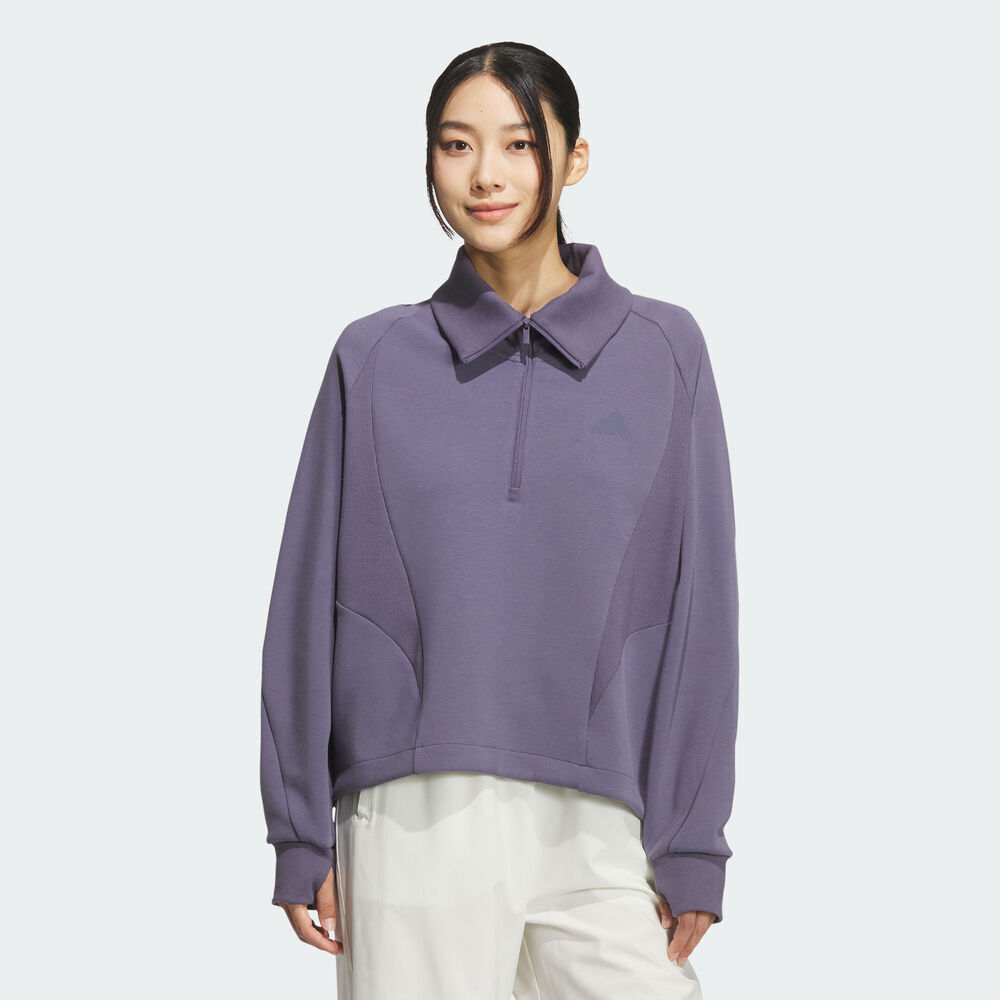 adidas阿迪达斯女子运动训练休闲半拉链套头衫卫衣KF2545