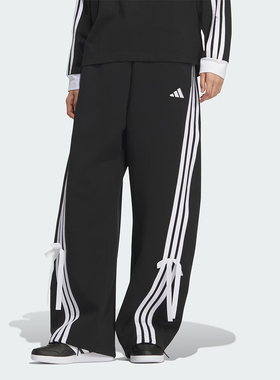 adidas阿迪达斯女子蝴蝶结运动休闲三条纹宽松长裤KG3855