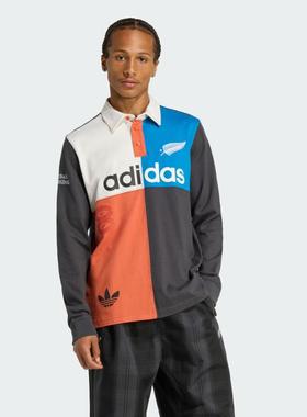 adidas阿迪达斯三叶草男子拼接撞色运动休闲POLO衫长袖T恤KG4638