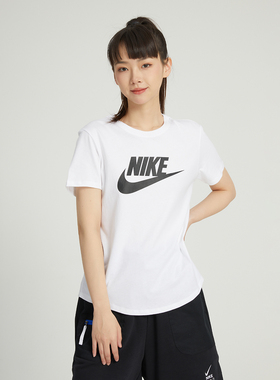 nike耐克女子宽松大LOGO圆领短袖运动休闲T恤DX7907-100