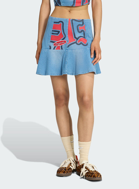 adidas阿迪达斯三叶草女子运动休闲牛仔半身裙短裙KC6274