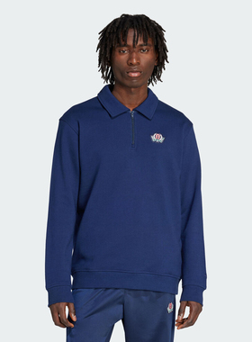 adidas阿迪达斯三叶草男子运动休闲POLO领针织套头衫卫衣JX8173