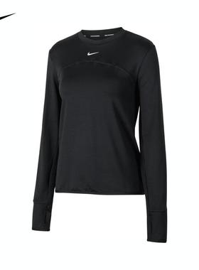 nike耐克冬季女子DRI-FIT跑步上衣圆领运动长袖T恤FB4298-010