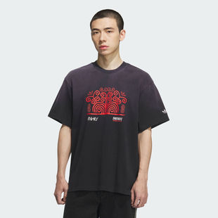 adidas阿迪达斯三叶草男子运动休闲印花针织圆领短袖 T恤KC0095