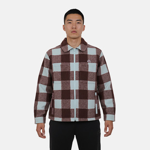 NIKE耐克男子运动休闲格纹针织翻领夹克外套HV1422-474