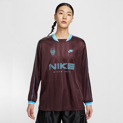 NIKE耐克女子足球风运动休闲印花长袖T恤IM7453-652