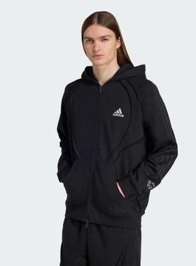 adidas阿迪达斯三叶草男子双拉链运动休闲连帽夹克外套KF8527