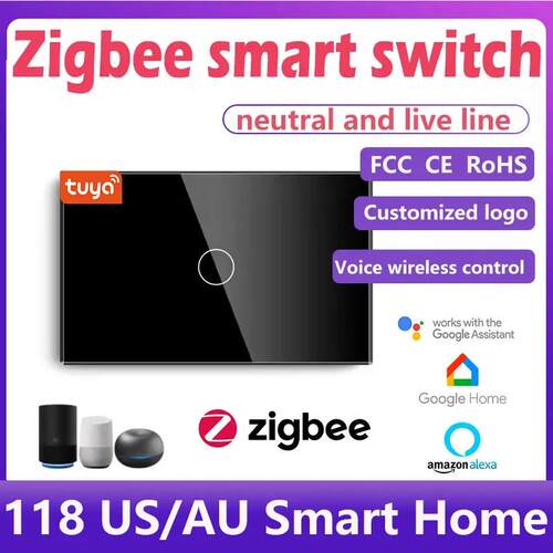 适配118美规澳规触摸开关涂鸦ZIGBEE智能开关零火App语音音箱手机