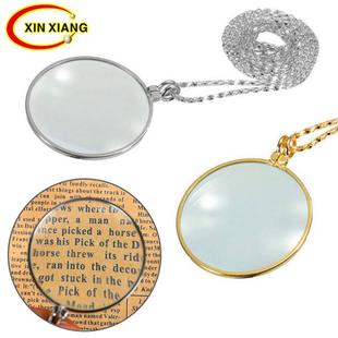 适配5倍合金项链服装配饰脖子挂饰看书阅读放大镜礼物饰品 金色/
