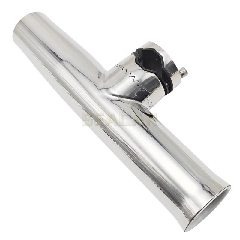 适配316不锈钢白边管夹鱼竿座 游艇鱼竿支架 海钓鱼竿筒船用五金