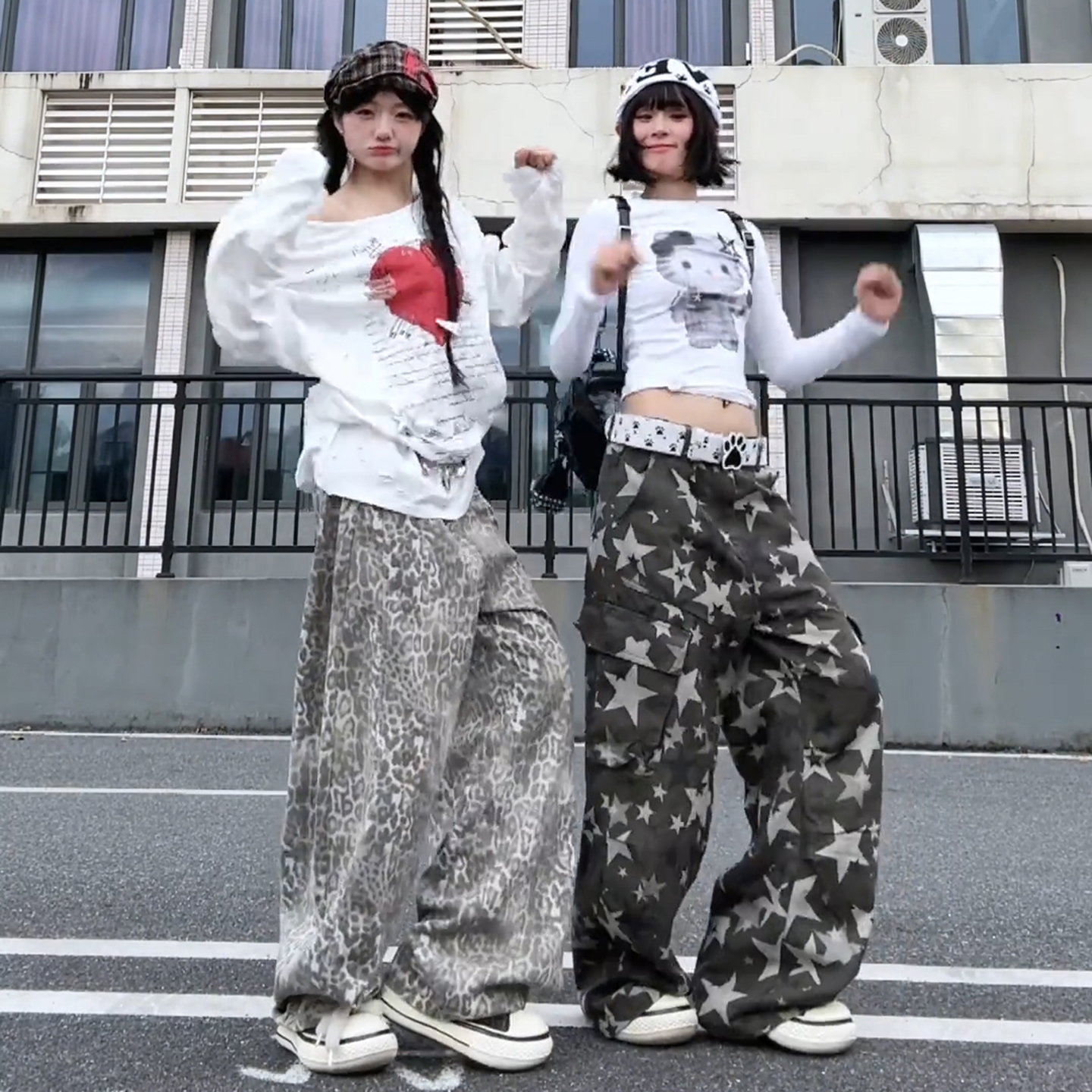 美式嘻哈街舞裤子男女水洗做旧