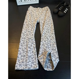 花色小香风满印提花牛仔裤男春季美式高街vibe裤子宽松休闲直筒裤