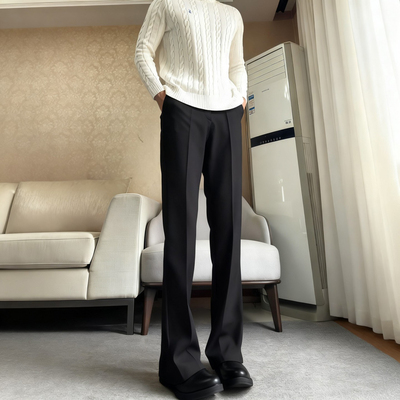 美式垂感微喇西裤男高腰休闲裤子