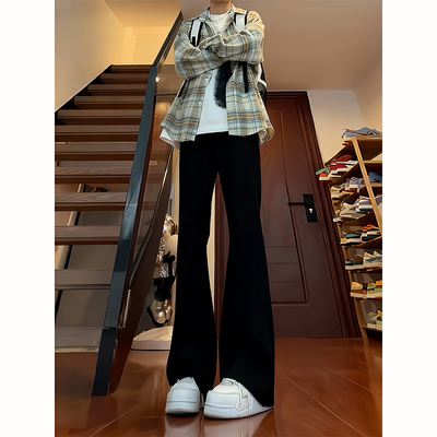 黑色弯刀牛仔裤男款秋冬加绒裤子