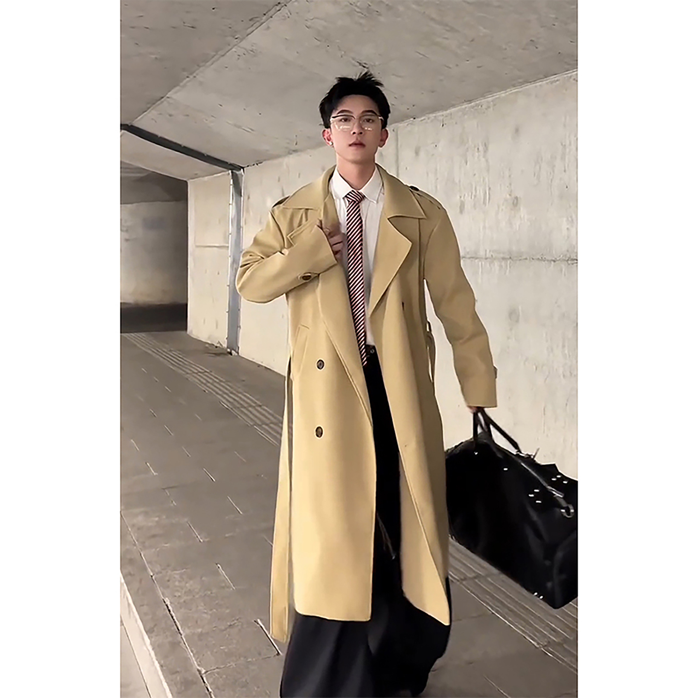 枪驳领西装大衣男款秋冬过膝外套