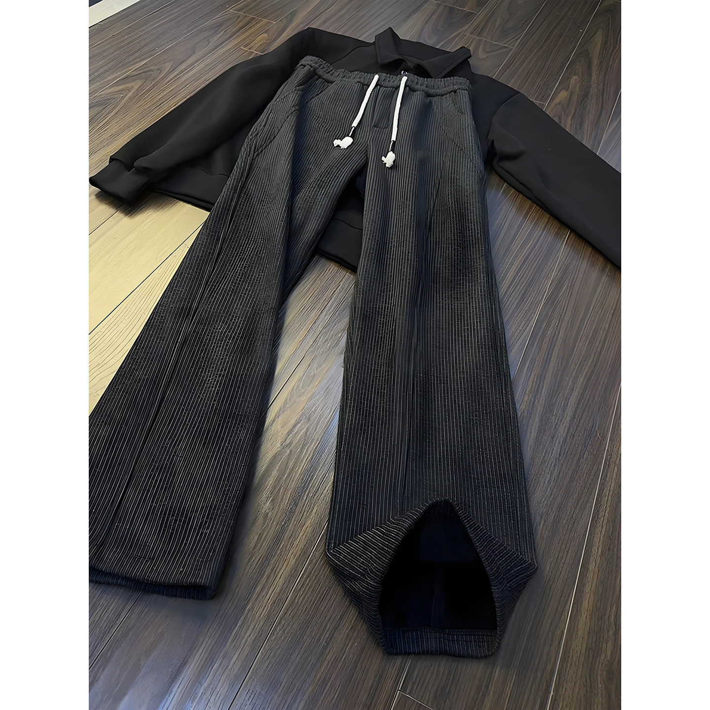 黑色美式灯芯绒裤子男款冬季