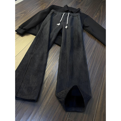 黑色美式灯芯绒裤子男款冬季