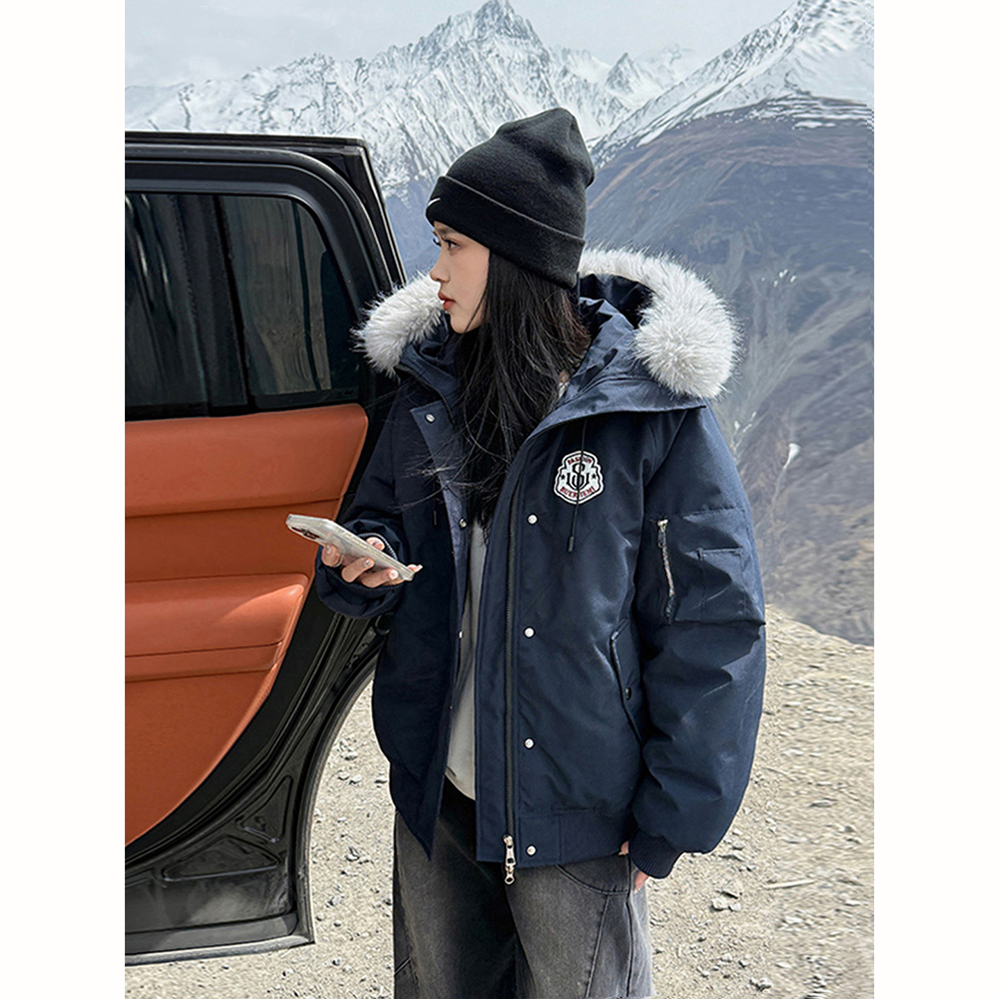 韩版大毛领羽绒服男冬季派克服