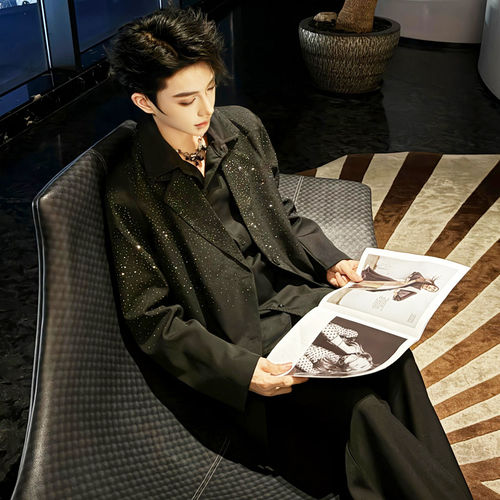 高级感痞帅满天星烫钻西装jk制服