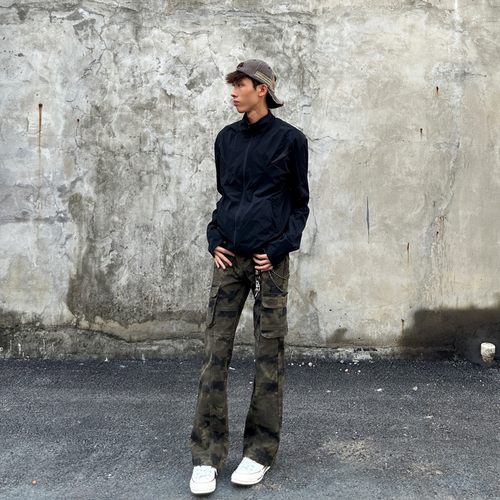 cra暗纹解构迷彩工装裤男美式