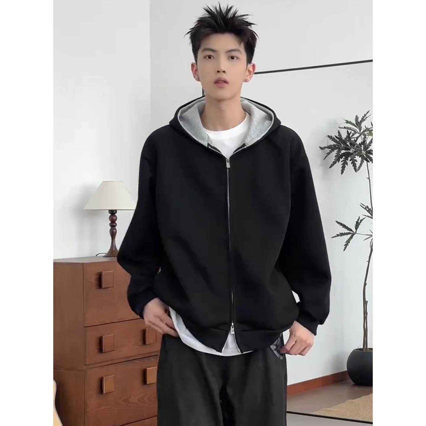 美式正肩boxy短宽版型卫衣男秋季